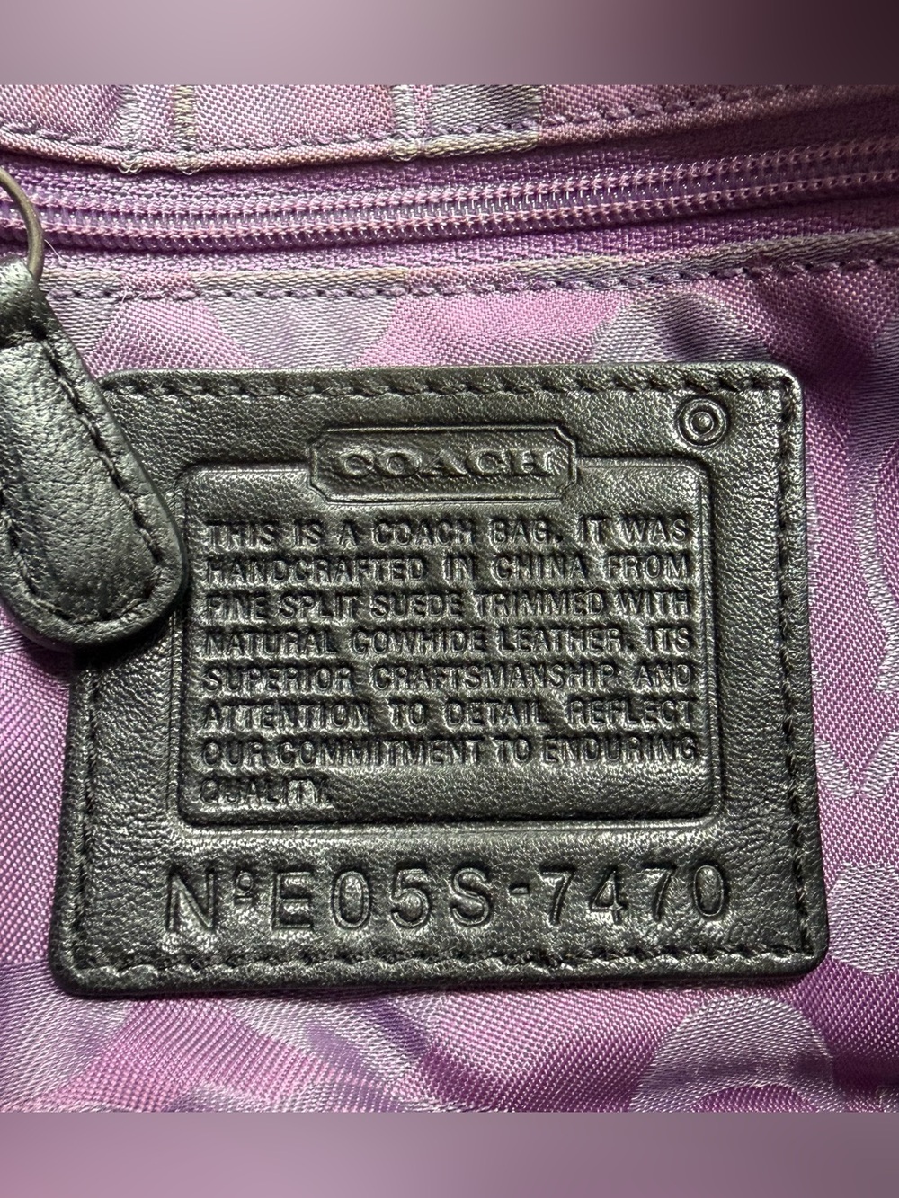 COACH Hamptons Suede Soft Demi #7470 Aubergine Vintage Y2K Baguette Shoulder Bag - Picture 5 of 16